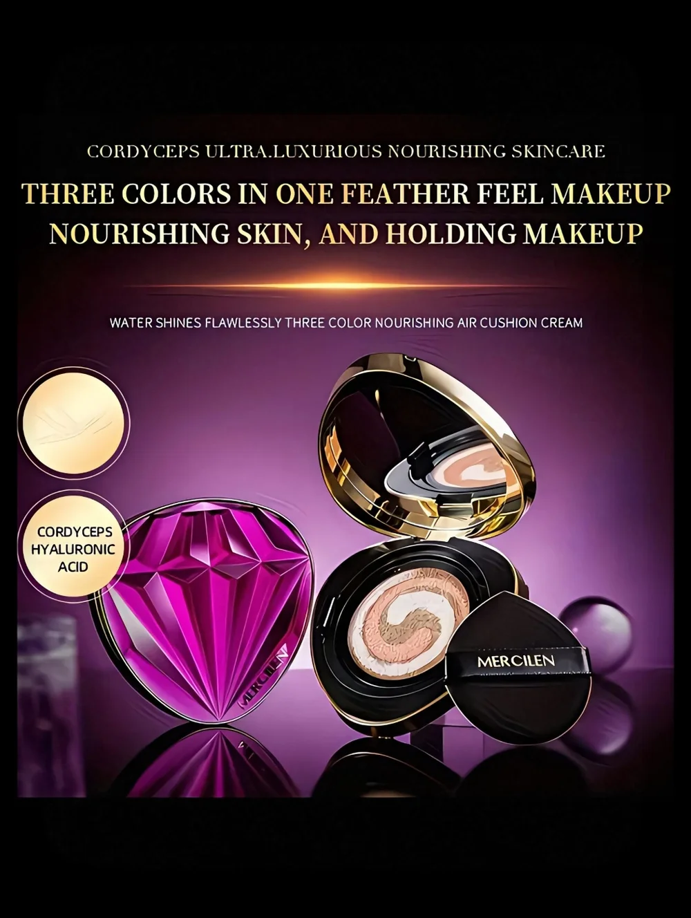 🆕FLAWLESS BB CREAM TRI~COLOR AIR CUSHION FOUNDATION WITH SPONGE (2 BB CREAMS)